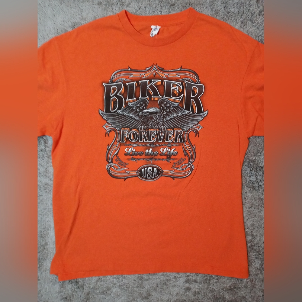 Crazy Horse Custom Cycle Lubbock Texas Orange  T-Shirt Large 🔥🔥🔥🔥
